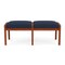 Lesro Lenox Wood 2 Seat Bench Wood Frame, Cherry, RF Blueberry Upholstery LW2001 - alternate 1
